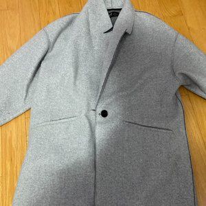 Grey Zara Coat with Button Closure